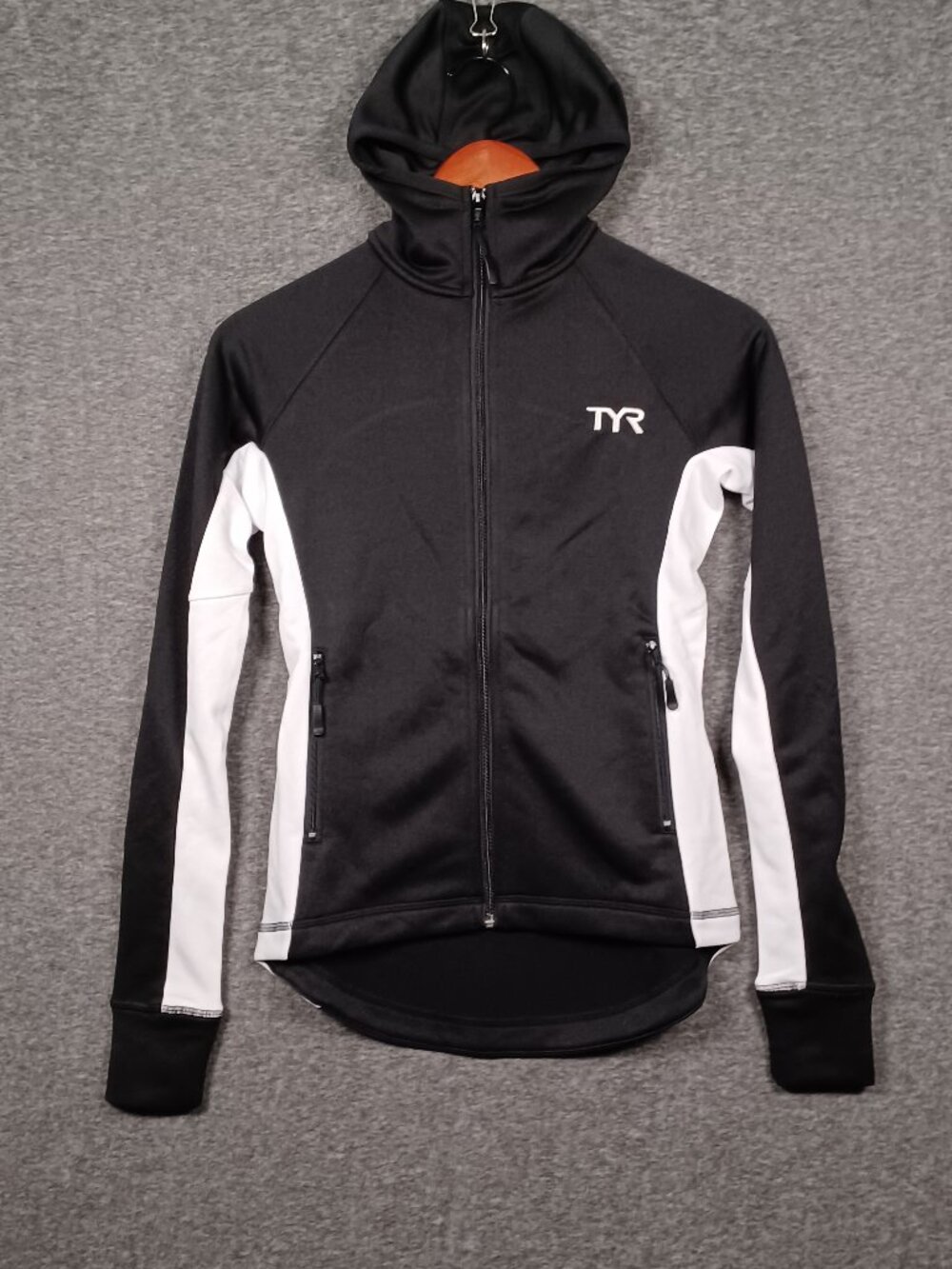 TYR Track Jacket Warmup Black and White Female XXS or Youth M
